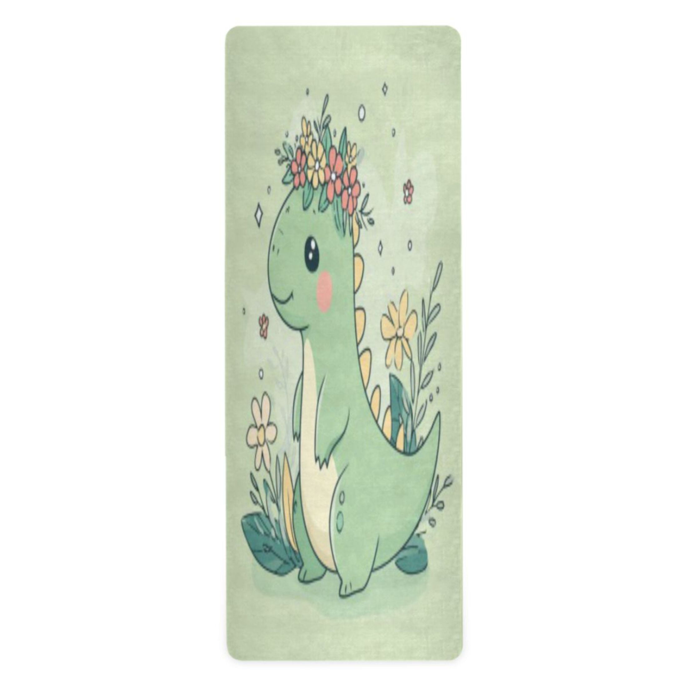 BZSMCE Yoga Mat Women Fitness Mat Lossom Crown Green Dino Pattern