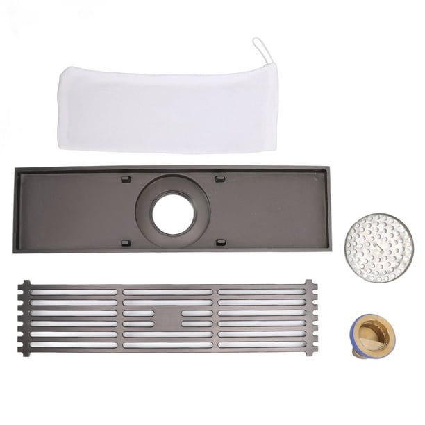 Desagüe de piso rectangular, lineal, cobre, acero inoxidable, inodoro, a prueba de insectos, drenaje rápido para baño, cocina, gris