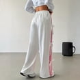 thumbnail image 4 of Women's Y2K Bow Knot Wide Leg Sweatpants Elastic High Waist Loose Casual Trousers Streetwear Baggy Pants White S, 4 of 6