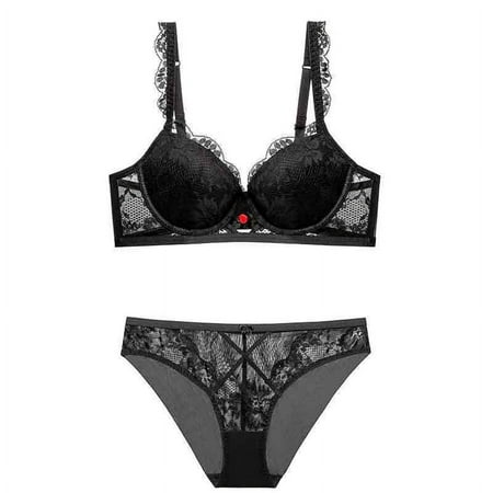 Generic Sexy Lace Lingerie Bra Small Chest Push up Bra Suit Chest Big Adjustable Upper Support Sexy Bra Set Suit
