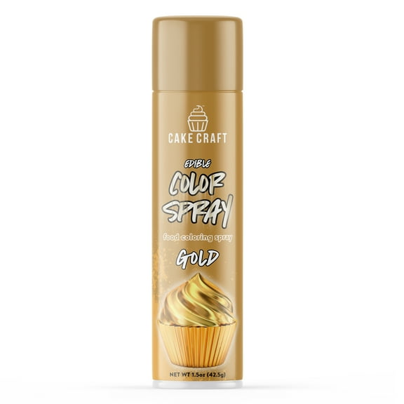 Cake Craft Edible Gold Color Spray – 1.5oz Can | Edible Metallic Food Spray for Cakes, Cupcakes, Cookies & More | Made in the USA | Adds Instant Shimmer & Shine