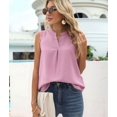 thumbnail image 5 of Women'S Summer Casual Sleeveless V Neck Lace Trim Tank Tops Loose Blouse Tees Pink S, 5 of 9