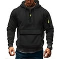 thumbnail image 6 of 2 Pack Mens Cargo Hoodies with Zipper and Front Pocket Pullover Fleece Lined Sweatshirts Long Sleeve Solid Color Thermal Warm Athletic Workout Hooded Tops, 6 of 8