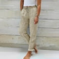 thumbnail image 2 of Seductiva Women Flowy Pants Women's Summer Striped Linen and Cotton Loose Straight Leg Pants Beach Pants Loose Fit, 2 of 4