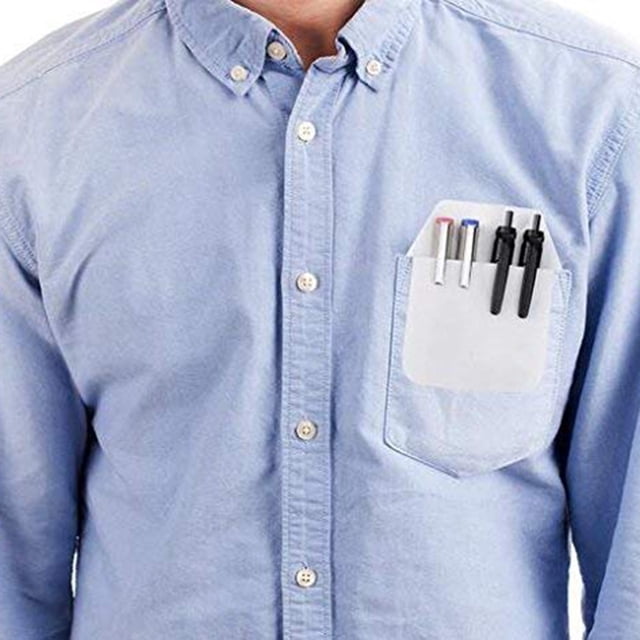 6PCS/Set PVC Pen Inserted Leak-Proof Pocket Protectors Shirt Pocket for School Hospital Office, White