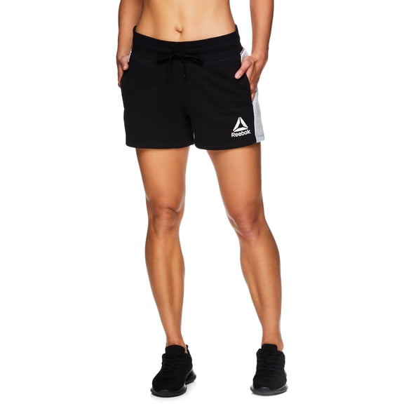 Reebok Womens Journey Color Block French Terry Shorts with Pockets, Sizes XS-XXXL