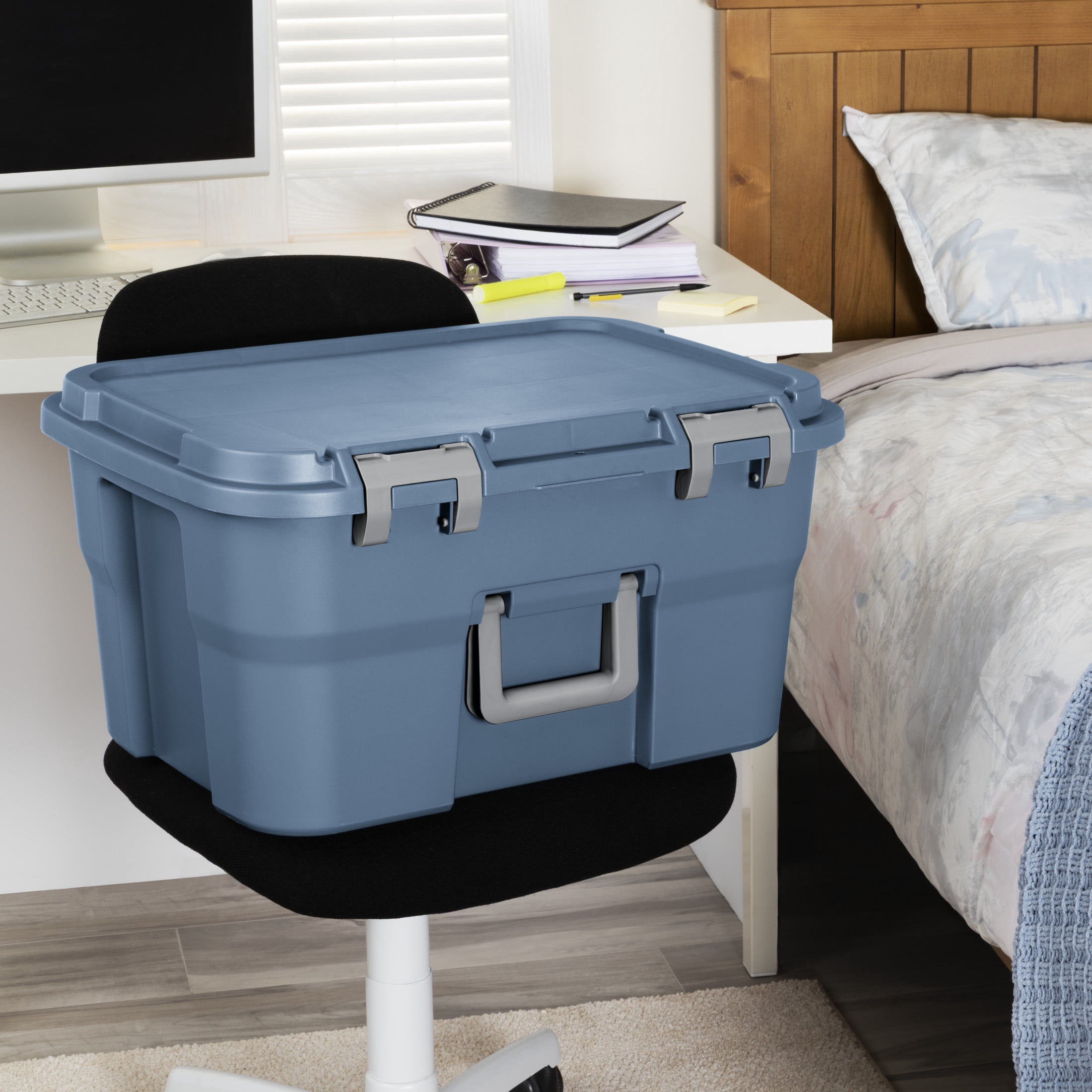 Sterilite 14 Gallon Footlocker Storage Bin, Heavy Duty Plastic Storage