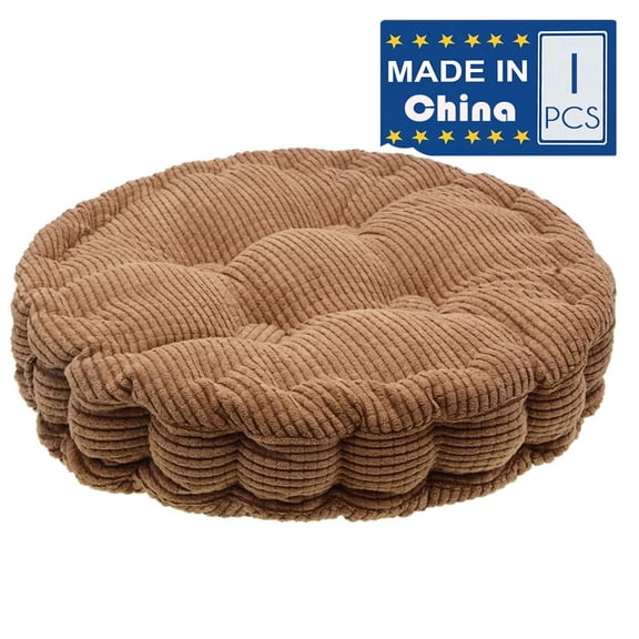 Penck Round Chair Cushions, Floor Cushion, Home Corduroy Thickened Floor Pillows - Brown, 15 Inch