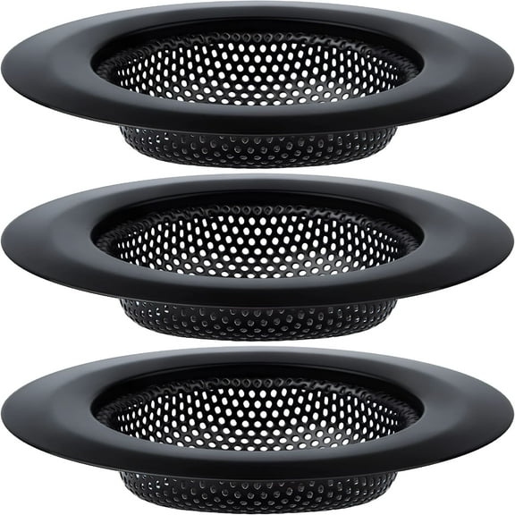 ACDANC Kitchen Sink Strainer,Stainless Steel Sink Drain Strainer,Dishwasher Safe,Black,Pack of 3