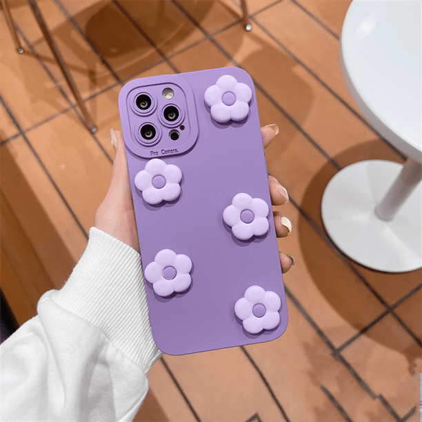Funda suave con flores en 3D para iPhone, carcasa bonita, coreana, francesa, Color caramelo, Simple, azul Klein, para iPhone 14, 13, 12, 11 Pro Max, X, XS, XR, 8 plus Fivean unisex
