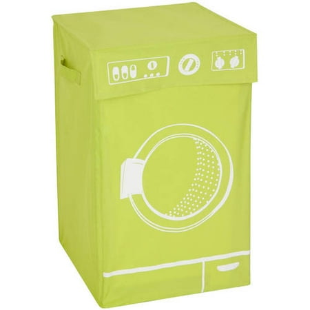 Honey Can Do Laundry Hamper with Lid and Washing Machine Theme, Multicolor