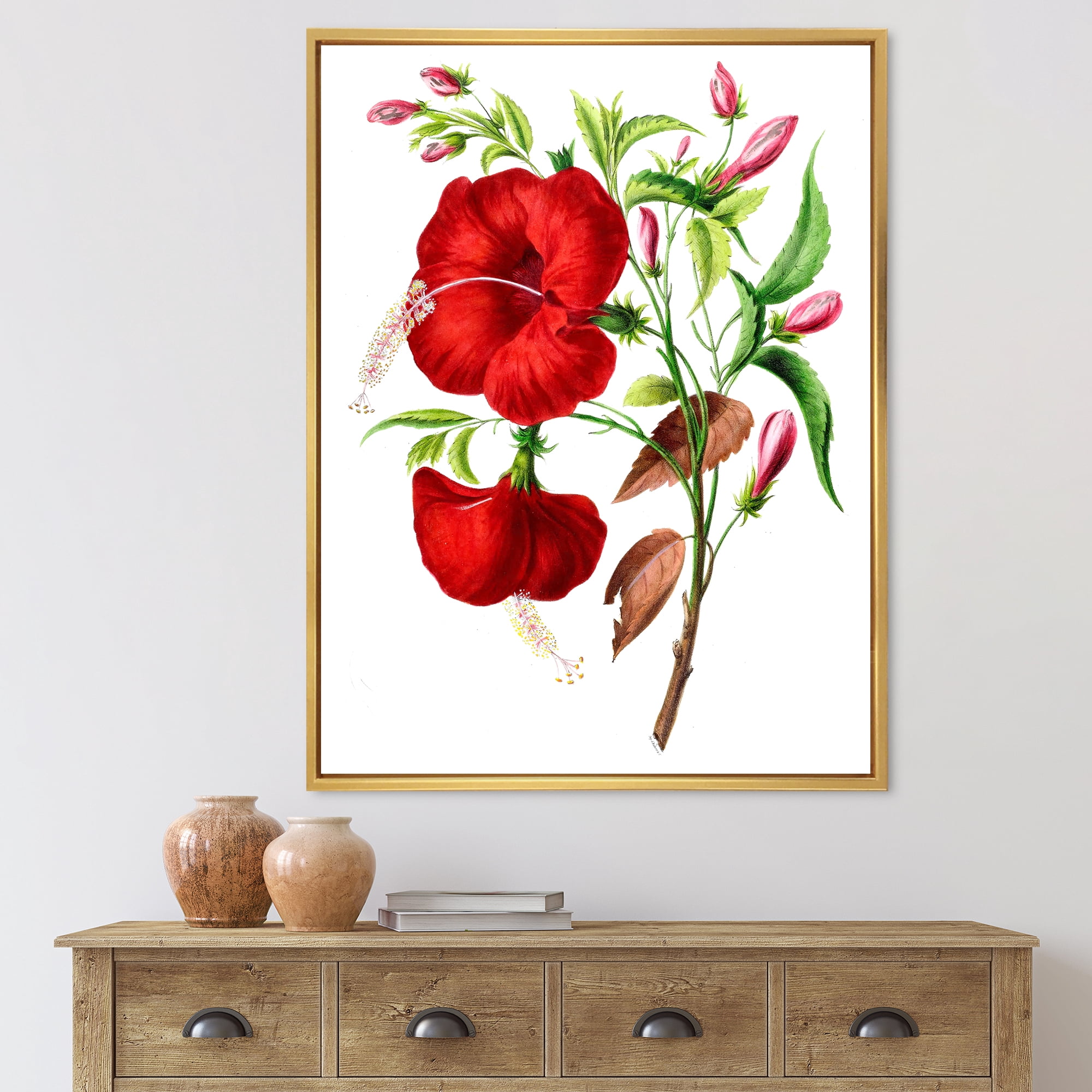 Designart 'Ancient American Flora I' Traditional Framed Canvas Wall Art Print