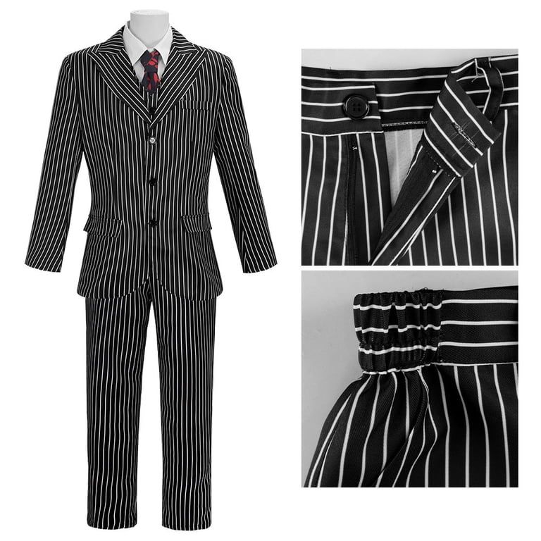 Wangyue Men's 2 Piece Pinstripe Suit - Double Breasted Gangster Costume For Gomez Addams, 1920s & Halloween