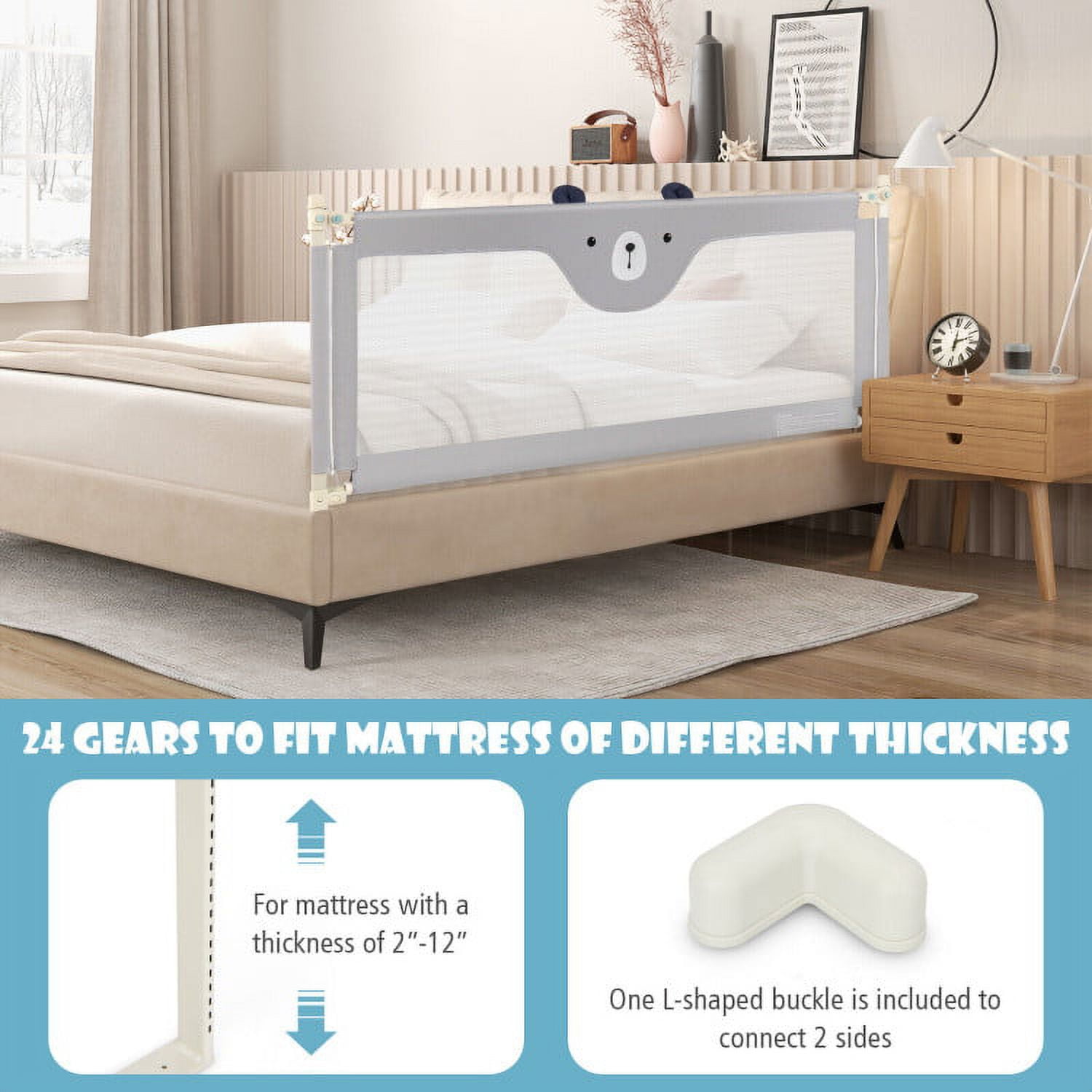 YYAo Bed Guard Rails,Bed Fence,Bed Gate for Baby,Vertical Lifting Baby Bedrail Guard with Double Safety Child Lock