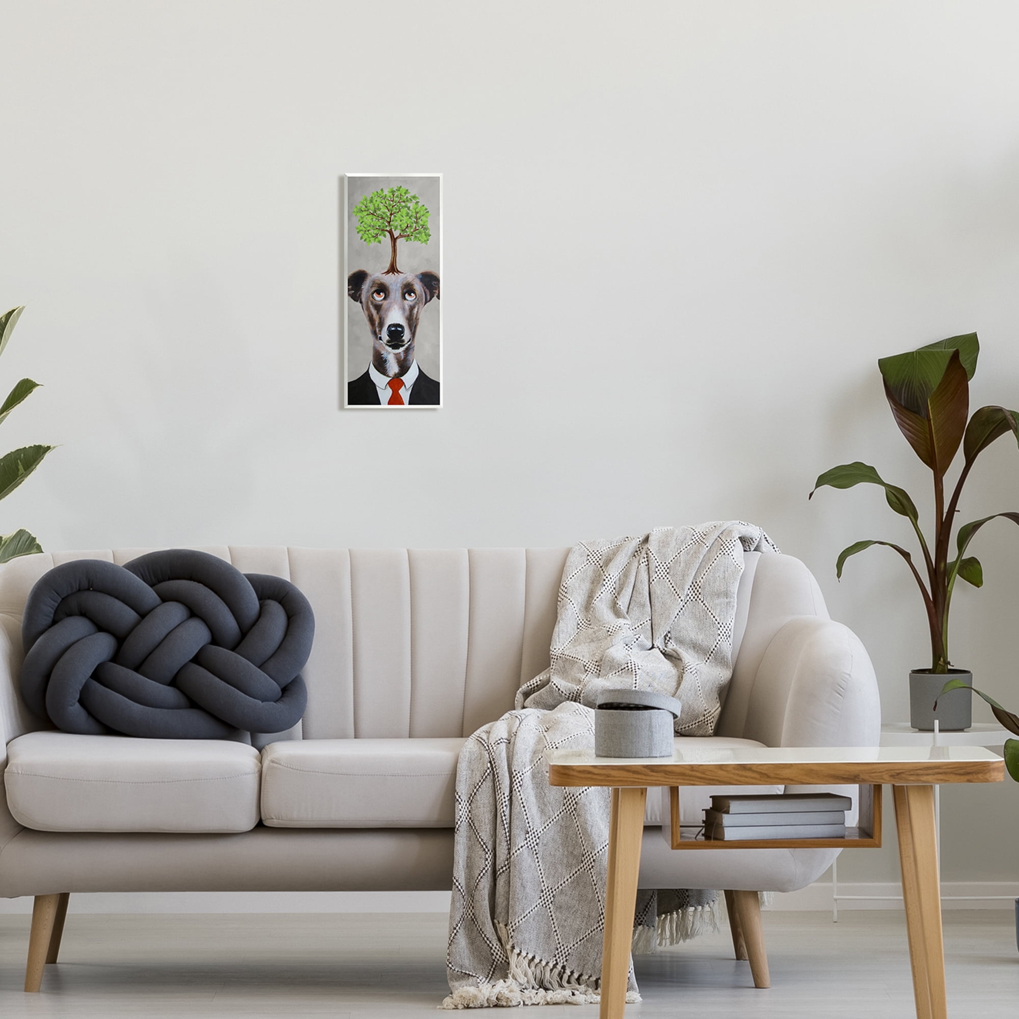 Stupell Industries Tree Growing Dog In Suit Animals & Insects Painting Unframed Art Print Wall Art