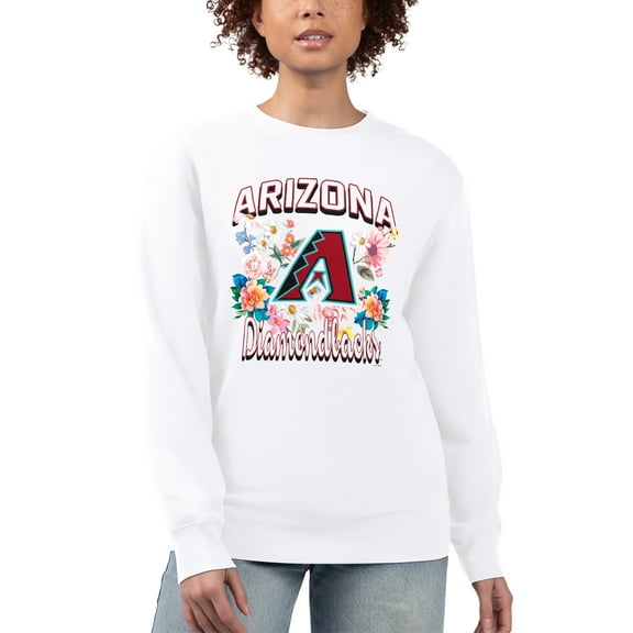 Women's G-III 4Her by Carl Banks White Arizona Diamondbacks Flowers Graphic Pullover Sweatshirt