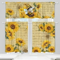 3 Pack Sunflower Kitchen Curtains 54x24 inch with Gnome- Sunflower Curtains for Bedroom as Sunflower Kitchen Decorations and Spring Decorations for the Home,Yellow Kitchen Curtains and Valances Set