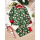 thumbnail image 2 of 2pcs Pijama De Navidad Para Niños, Conjunto De Camiseta De Manga Larga Y Pantalones, Patrón De Santa Elk De Dibujos Animados, Ropa Cómoda Para Dormir, Conjunto De Pijama Casual, Ropa De Niño, 2 of 4