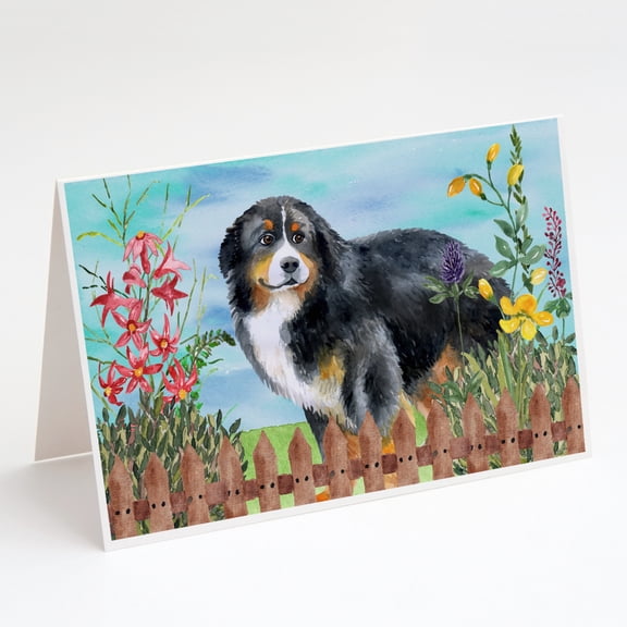 Bernese Mountain Dog Spring Greeting Cards and Envelopes Pack of 8