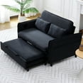 thumbnail image 6 of Modern  Striped Sofa Bed with Pull-Out Feature and Adjustable Backrest Comfy for Daily Use, Black, 6 of 16