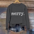 thumbnail image 4 of Enjoytime Ladies Sweatshirts Christmas Letter Printed Long Sleeve Crewneck Sweatshirt Fall Winter Casual Pullover Tops Gray XS, 4 of 6
