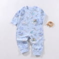 thumbnail image 2 of CAUYDY Baby Bodysuit Long Sleeve Romper Newborn Fall Winter Pajamas Preemie Infant Boys Girls Sleepers Loungewear Sizes 0-3 Months,Sky Blue, 2 of 7