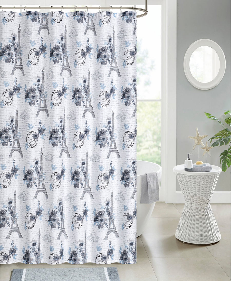 White brick wall Bathroom Shower Curtain Waterproof Fabric w/12 Hooks 71*71in 