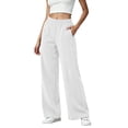 thumbnail image 2 of Sunnin Women High Waist Corduroy Wide Leg Pants Casual Stretchy Cotton Lounge Pants with Pockets, 2 of 9
