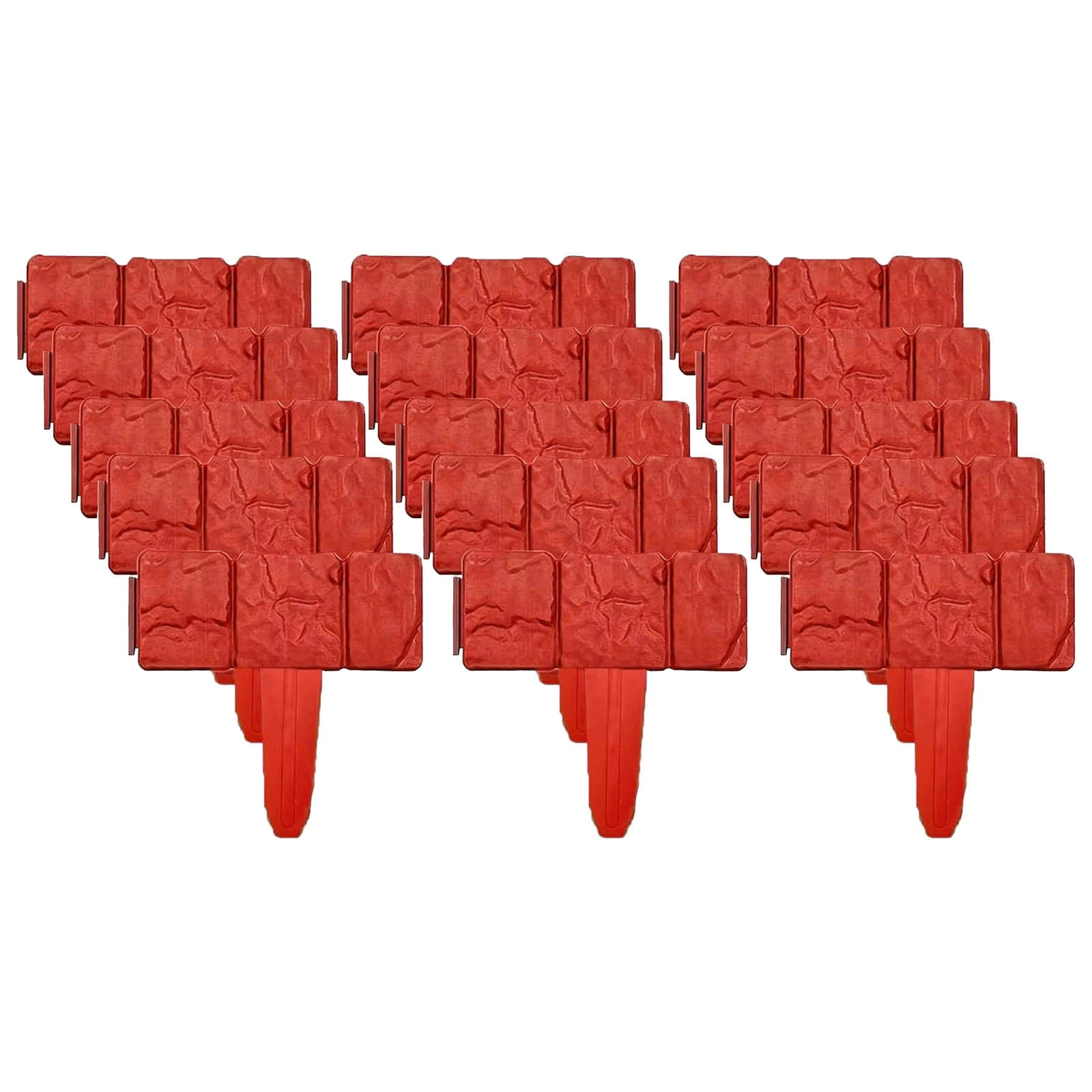 LOWLHOME Imitation Stone Garden Fence,Plastic Retaining Edging Border,Cobbled Effect Landscape Decor,Interlocking Decorative Panels Flower Bed Path Lawn(Red,20pcs)