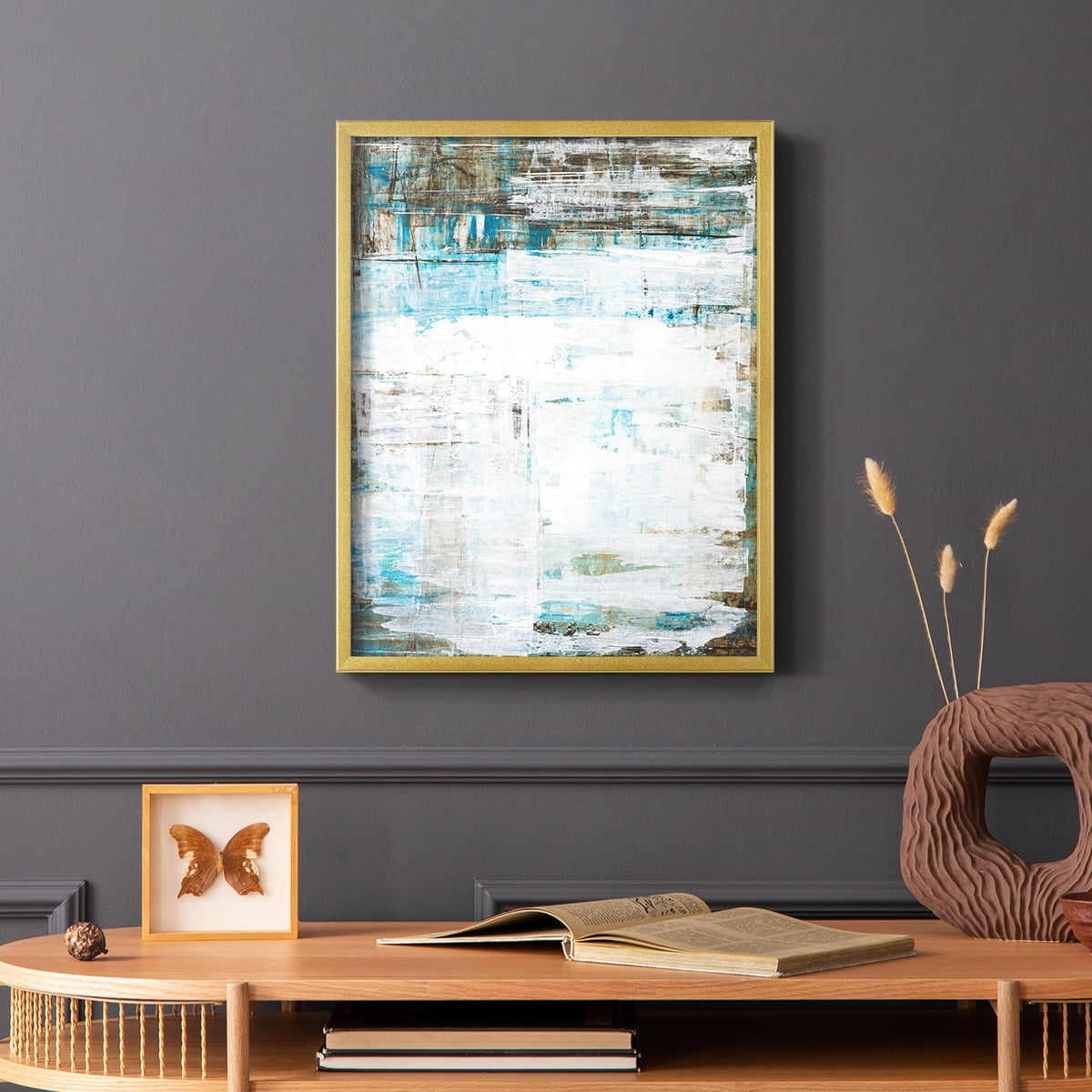 Beach Glass Framed Print in Gold Solid Wood Framed Print No Nail Hanging