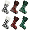 thumbnail image 7 of Christmas Stockings 3D Paw Print/Snow Flakes Image Holders Kit Flax Socks Tartan Ornament Party Decoration Gift Bags for Family, 3 Colors, 18 inches, 7 of 7