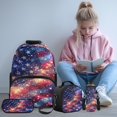thumbnail image 2 of Yspwyqan Kids USA Flag Backpack Set for Boys Girls, 4 Piece Set with Lunch Box Water Bottle Bag, Cosmic Galaxy Starry 17 Inch Lightweight Daypack for Elementary Travel, 2 of 7