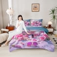 thumbnail image 4 of Castle Fairy Pink Fashion Girl Queen Comforter Set,Chic Flower Rose Bedding Comforter Set, 4 of 8