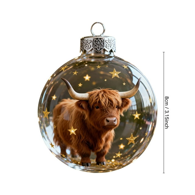 Snowflake Ball Pendant Ornament With Glass Sphere And Metallic Top For Christmas Tree Decoration