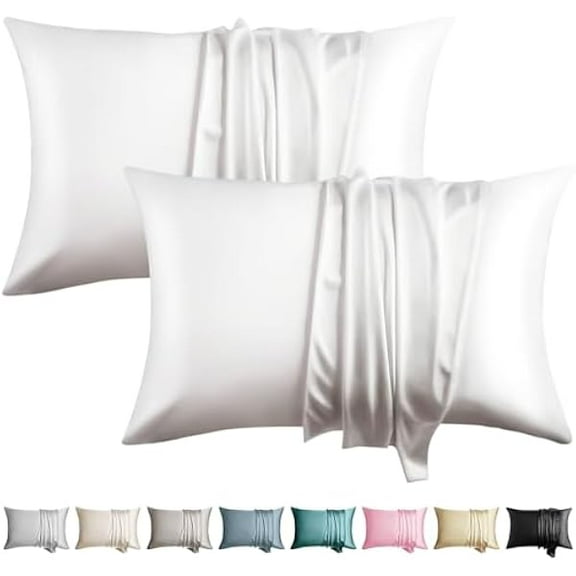 100% Silk Pillowcase for Hair and Skin Toddler Size 2 Pack Mulberry Silk Pillow Case 13 x 18 Inches Highest 6A Silk Kids/Travel Pillow Cover Soft Breathable Cooling with Hidden Zipper, White