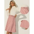 thumbnail image 2 of DARING DIVA Women's Plaid Belted Vintage A-Line Midi Skirt XS Light Pink, 2 of 6