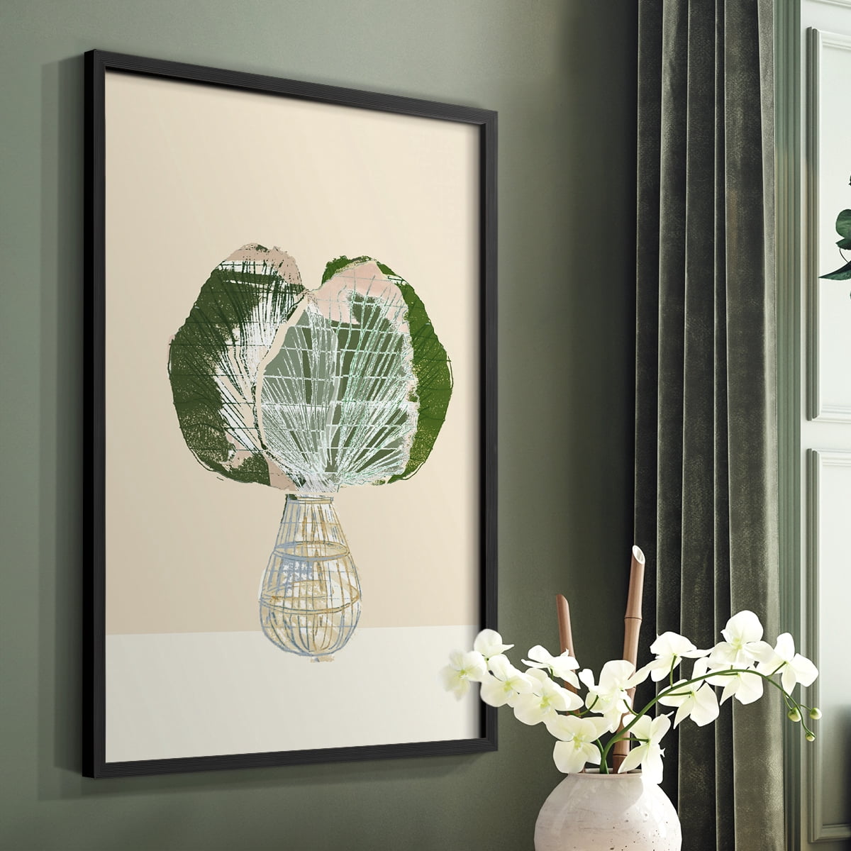 Woven Tropical Leaf I Framed Print - Solid Wood in Single Picture Frame Solid Wood 2 Framed Print