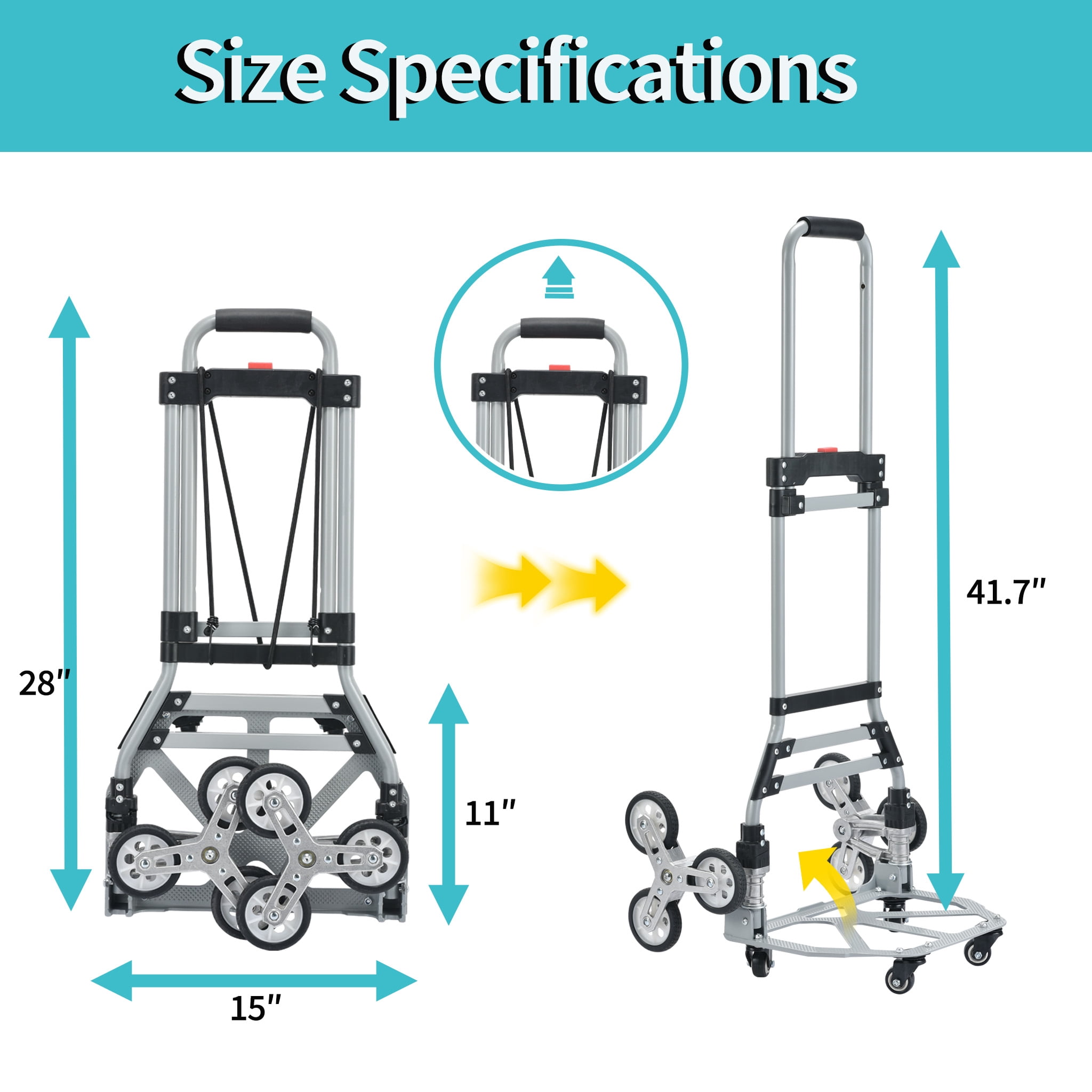 Takira Stair Climbing Cart - Heavy Duty Hand Truck with Silent Wheels for Stairs & Flat Surfaces.