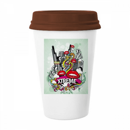 

Graffiti Street Culture Colorful Mouth Stereo Mug Coffee Drinking Glass Pottery Cerac Cup Lid