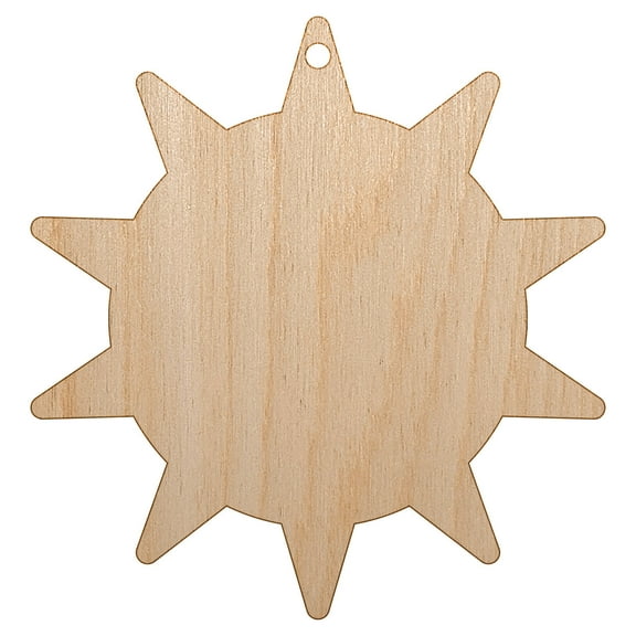 Sun Solid Wood Holiday Christmas Tree Ornament Unfinished DIY Pre-Drilled Craft