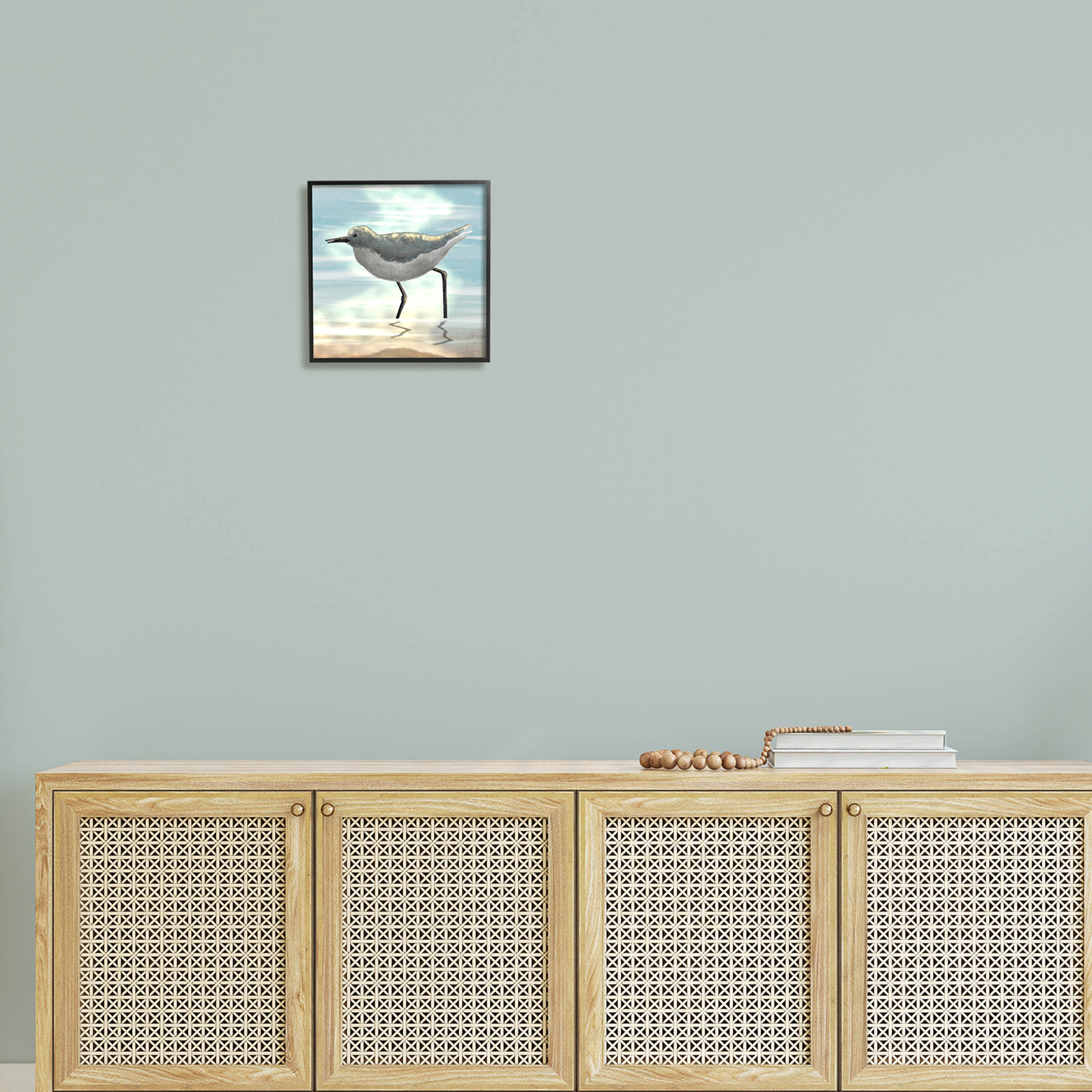Stupell Industries Sandpiper Standing Coastal Ocean Tide Graphic Art Black Framed Art Print Wall Art, Design by Marcus Prime