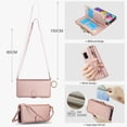 thumbnail image 4 of ELEHOLD For Samsung Galaxy A51 4G Phone Case Leather Crossbody Zipper Card Wallet Flip Case Kickstand Cover, with Ring Holder,Full Body Protection-Rosegold, 4 of 7
