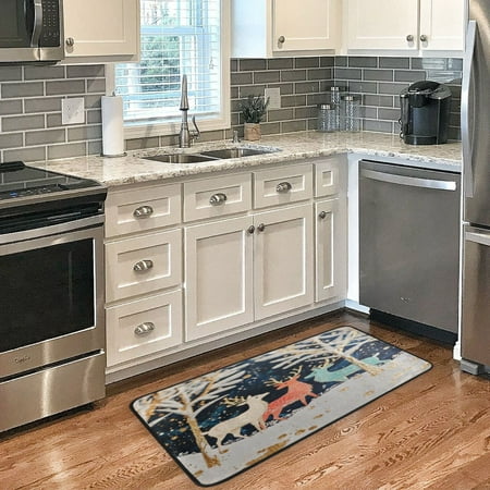 

Long Floor Mat 39x20Inch Kitchen Mat Bathroom Mat Living Room Mat Bedroom Mat Absorbent Delicate Fabric No Ball Do Not Fade Christmas Colored Deer