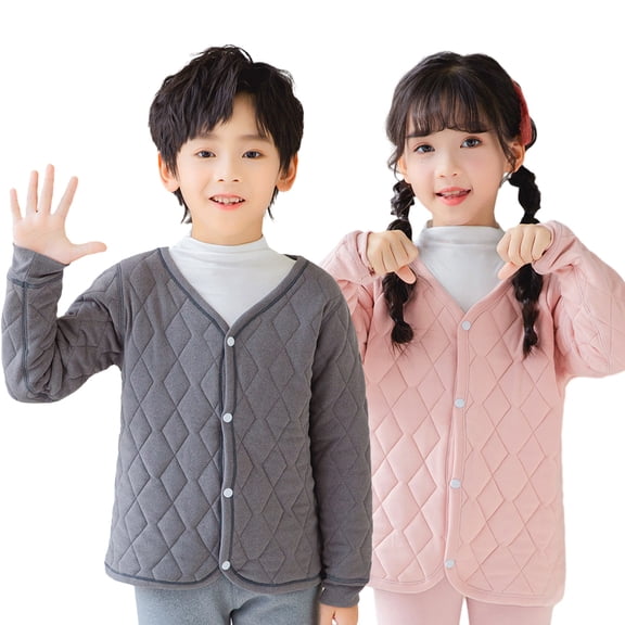 Godderr Toddler Baby Cotton Jacket Winter Coats for Kids Boys Girls Warm Jacket Long Sleeve Solid Colours Thick Cotton Outerwear for 2-10Y