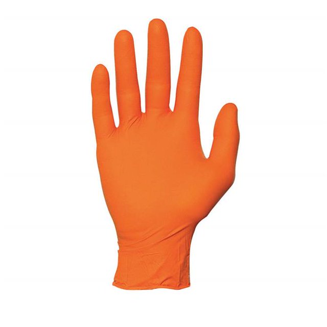 10.5 in. Large Powder Free Unlined Nitrile Disposable Gloves, Orange