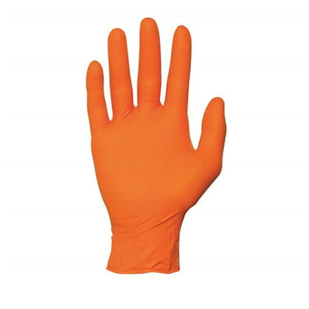 

10.5 in. Large Powder Free Unlined Nitrile Disposable Gloves Orange