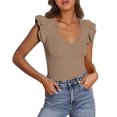 thumbnail image 1 of Tops PRETTYGARDEN Mujer Cuello en V con Volantes Sin Mangas, 1 of 8