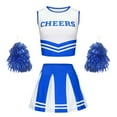 thumbnail image 2 of JCCXIN Girls Outfit Sets Cheerleading Uniform With Handflowers Set Summer Tank Top And Pleated Skirt Letter Graphic Crew Neck Sports Meet Sweet Cheer Team Clothes,Blue,9-10 Years, 2 of 7