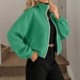 thumbnail image 2 of Njagoc3 Womens Oversized Funnel Neck Bomber Puff Jacket Windproof Waterproof Lightweight Shacket Spring Fall Outerwear, 2 of 6