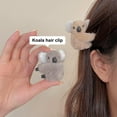 thumbnail image 2 of Opvise Women Hairpin Cartoon Plush Koala Hair Claw Anti-slip Side Clip Elastic Spring Hair Decoration Fixation Lady Hair Styling Tool Grey, 2 of 7